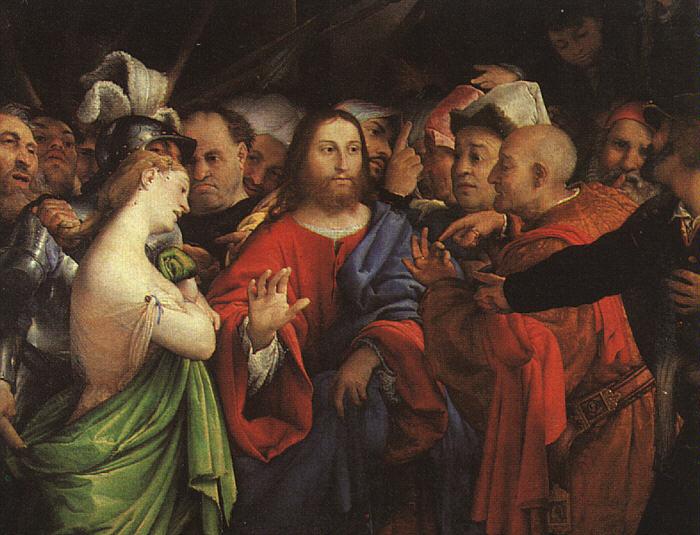 Lorenzo Lotto Christ and the Adulteress oil painting image
